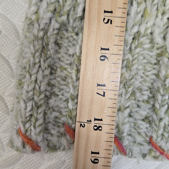 Kenji Hooded Cardigan Sweater Cropped Green White Bohemian Wool Alpaca Small XS - Picture 9 of 10